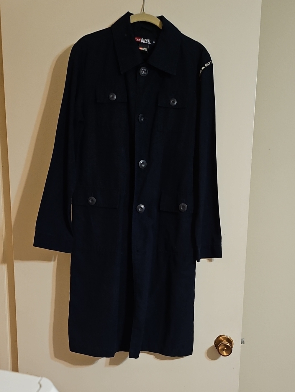 Diesel Womens  Dark Navy Long Trench Coat
